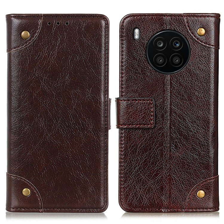 For Huawei nova 8i / Honor 50 Lite Copper Buckle Nappa Texture Horizontal Flip Leather Phone Case(Coffee)