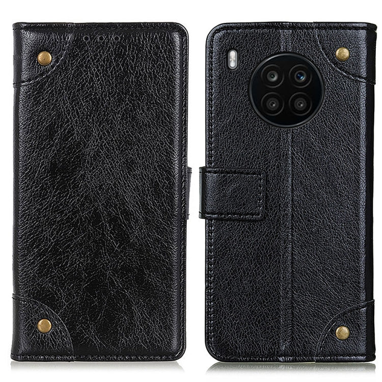 For Huawei nova 8i / Honor 50 Lite Copper Buckle Nappa Texture Horizontal Flip Leather Phone Case(Black)