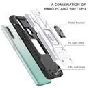 For OPPO A31 Magnetic Armor Shockproof TPU + PC Phone Case with Metal Ring Holder(Silver)