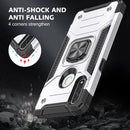 For OPPO A31 Magnetic Armor Shockproof TPU + PC Phone Case with Metal Ring Holder(Silver)