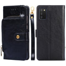 For Samsung Galaxy A03s (164.2mm) Zipper Bag Horizontal Flip Leather Phone Case with Holder & Card Slots & Lanyard(Black)