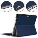 For Microsoft Surface Pro 8 Solid Color Electric Pressed Horizontal Flip Tablet Leather Case with Holder(Dark Blue)