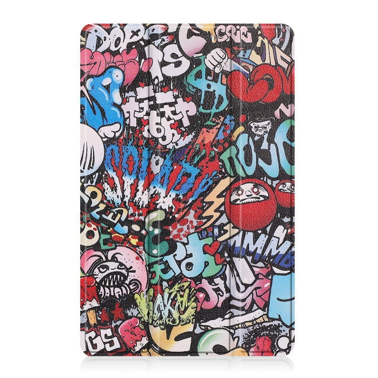 For OPPO Realme Pad 10.4 Custer Painted Horizontal Flip Tablet Leather Case with 3-Fold Holder(Graffiti)