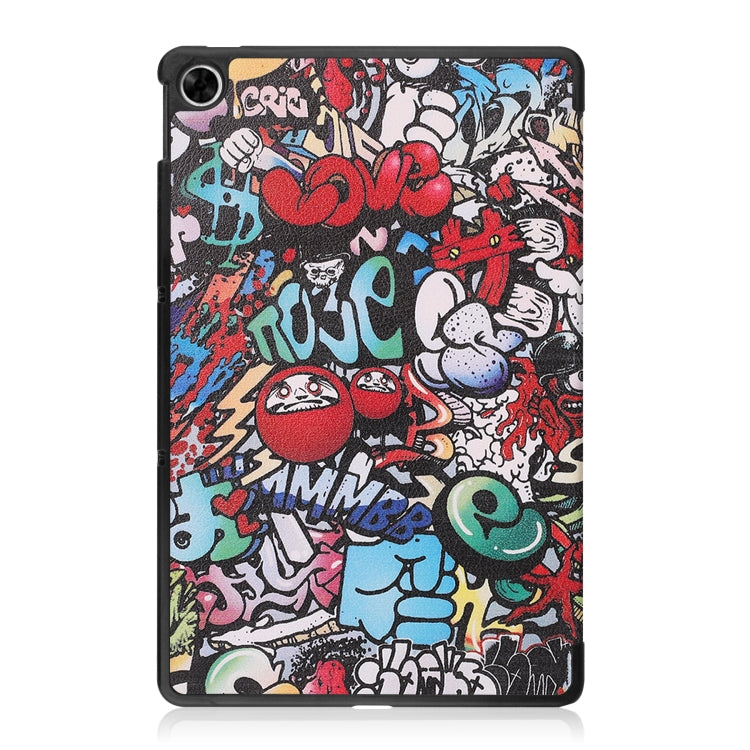 For OPPO Realme Pad 10.4 Custer Painted Horizontal Flip Tablet Leather Case with 3-Fold Holder(Graffiti)