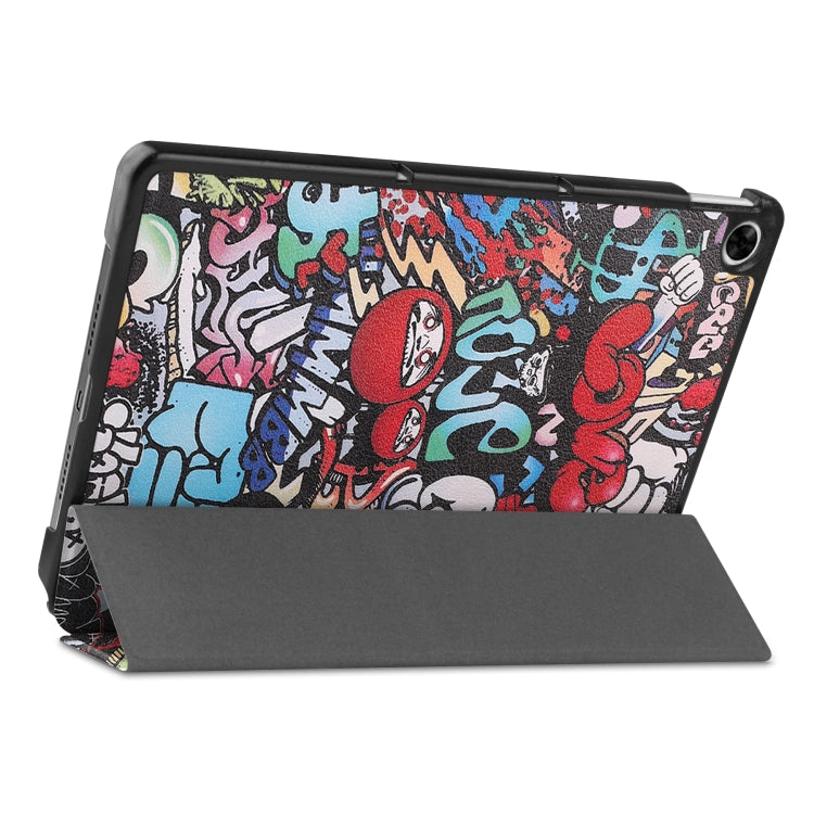 For OPPO Realme Pad 10.4 Custer Painted Horizontal Flip Tablet Leather Case with 3-Fold Holder(Graffiti)