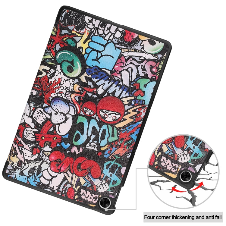 For OPPO Realme Pad 10.4 Custer Painted Horizontal Flip Tablet Leather Case with 3-Fold Holder(Graffiti)