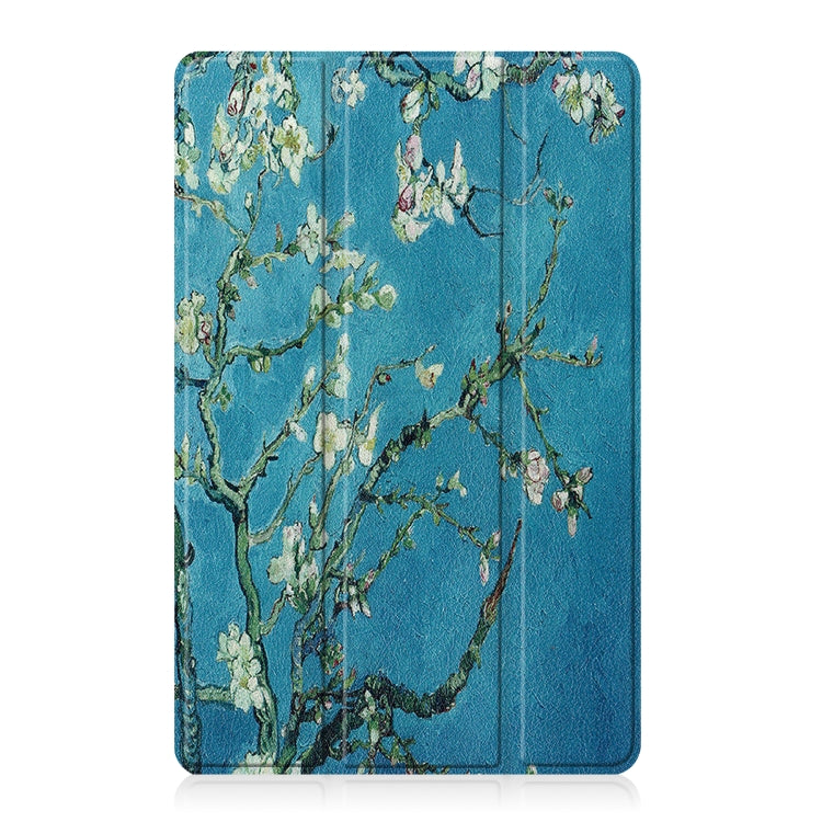 For OPPO Realme Pad 10.4 Custer Painted Horizontal Flip Tablet Leather Case with 3-Fold Holder(Apricot Blossom)