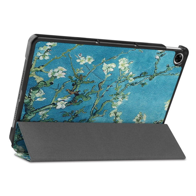 For OPPO Realme Pad 10.4 Custer Painted Horizontal Flip Tablet Leather Case with 3-Fold Holder(Apricot Blossom)
