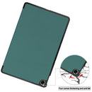 For OPPO Realme Pad 10.4 Custer Solid Color Horizontal Flip Tablet Leather Case with 3-Fold Holder(Dark Green)