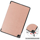 For OPPO Realme Pad 10.4 Custer Solid Color Horizontal Flip Tablet Leather Case with 3-Fold Holder(Rose Gold)