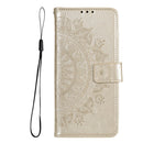 For Samsung Galaxy A03 Totem Flower Embossed Horizontal Flip Phone Leather Case with Holder & Card Slots & Wallet(Gold)