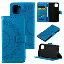 For Samsung Galaxy A03 Totem Flower Embossed Horizontal Flip Phone Leather Case with Holder & Card Slots & Wallet(Blue)