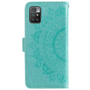 For Samsung Galaxy M52 5G Totem Flower Embossed Horizontal Flip Phone Leather Case with Holder & Card Slots & Wallet(Green)
