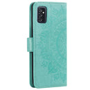 For Samsung Galaxy M52 5G Totem Flower Embossed Horizontal Flip Phone Leather Case with Holder & Card Slots & Wallet(Green)