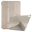 Silk Texture Horizontal Deformation Flip Tablet Leather Case with Holder For iPad mini 6(Gold)