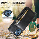 Zipper Wallet Bag PU Back Cover Shockrpoof Phone Case with Holder & Card Slots & Wallet For iPhone 13(Black)