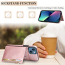 Zipper Wallet Bag PU Back Cover Shockrpoof Phone Case with Holder & Card Slots & Wallet For iPhone 13(Pink)
