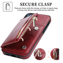 Zipper Wallet Bag PU Back Cover Shockrpoof Phone Case with Holder & Card Slots & Wallet For iPhone 13(Red)