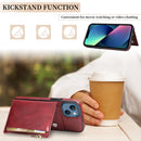 Zipper Wallet Bag PU Back Cover Shockrpoof Phone Case with Holder & Card Slots & Wallet For iPhone 13(Red)