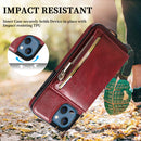 Zipper Wallet Bag PU Back Cover Shockrpoof Phone Case with Holder & Card Slots & Wallet For iPhone 13(Red)