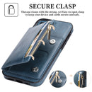 Zipper Wallet Bag PU Back Cover Shockrpoof Phone Case with Holder & Card Slots & Wallet For iPhone 13(Blue)
