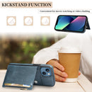 Zipper Wallet Bag PU Back Cover Shockrpoof Phone Case with Holder & Card Slots & Wallet For iPhone 13(Blue)