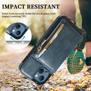 Zipper Wallet Bag PU Back Cover Shockrpoof Phone Case with Holder & Card Slots & Wallet For iPhone 13(Blue)