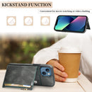 Zipper Wallet Bag PU Back Cover Shockrpoof Phone Case with Holder & Card Slots & Wallet For iPhone 13(Green)