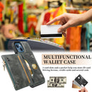 Zipper Wallet Bag PU Back Cover Shockrpoof Phone Case with Holder & Card Slots & Wallet For iPhone 13(Green)