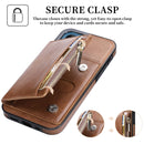 Zipper Wallet Bag PU Back Cover Shockrpoof Phone Case with Holder & Card Slots & Wallet For iPhone 13(Brown)