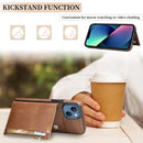 Zipper Wallet Bag PU Back Cover Shockrpoof Phone Case with Holder & Card Slots & Wallet For iPhone 13(Brown)