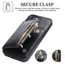 Zipper Wallet Bag PU Back Cover Shockrpoof Phone Case with Holder & Card Slots & Wallet For iPhone 13 Pro(Black)