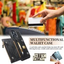 Zipper Wallet Bag PU Back Cover Shockrpoof Phone Case with Holder & Card Slots & Wallet For iPhone 13 Pro(Black)