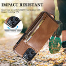 Zipper Wallet Bag PU Back Cover Shockrpoof Phone Case with Holder & Card Slots & Wallet For iPhone 13 Pro(Brown)