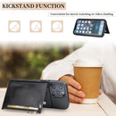 Zipper Wallet Bag PU Back Cover Shockrpoof Phone Case with Holder & Card Slots & Wallet For iPhone 13 Pro Max(Black)
