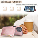 Zipper Wallet Bag PU Back Cover Shockrpoof Phone Case with Holder & Card Slots & Wallet For iPhone 13 Pro Max(Pink)
