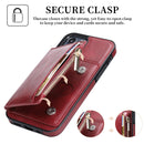 Zipper Wallet Bag PU Back Cover Shockrpoof Phone Case with Holder & Card Slots & Wallet For iPhone 13 Pro Max(Red)