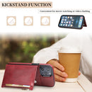 Zipper Wallet Bag PU Back Cover Shockrpoof Phone Case with Holder & Card Slots & Wallet For iPhone 13 Pro Max(Red)