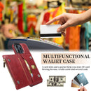 Zipper Wallet Bag PU Back Cover Shockrpoof Phone Case with Holder & Card Slots & Wallet For iPhone 13 Pro Max(Red)