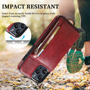 Zipper Wallet Bag PU Back Cover Shockrpoof Phone Case with Holder & Card Slots & Wallet For iPhone 13 Pro Max(Red)