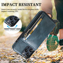 Zipper Wallet Bag PU Back Cover Shockrpoof Phone Case with Holder & Card Slots & Wallet For iPhone 13 Pro Max(Blue)