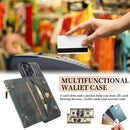 Zipper Wallet Bag PU Back Cover Shockrpoof Phone Case with Holder & Card Slots & Wallet For iPhone 13 Pro Max(Green)