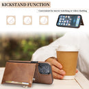 Zipper Wallet Bag PU Back Cover Shockrpoof Phone Case with Holder & Card Slots & Wallet For iPhone 13 Pro Max(Brown)
