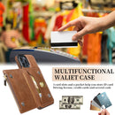 Zipper Wallet Bag PU Back Cover Shockrpoof Phone Case with Holder & Card Slots & Wallet For iPhone 13 Pro Max(Brown)