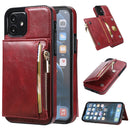 Zipper Wallet Bag PU Back Cover Shockrpoof Phone Case with Holder & Card Slots & Wallet For iPhone 11(Red)