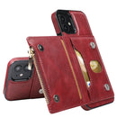 Zipper Wallet Bag PU Back Cover Shockrpoof Phone Case with Holder & Card Slots & Wallet For iPhone 11(Red)