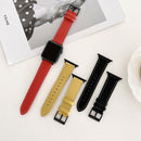 Oil Edge Bright Surface Leather Watch Band For Apple Watch Series 7 41mm / 6&SE&5&4 40mm / 3&2&1 38mm(Red)