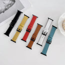 Oil Edge Bright Surface Leather Watch Band For Apple Watch Series 7 41mm / 6&SE&5&4 40mm / 3&2&1 38mm(Blue)