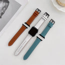 Oil Edge Bright Surface Leather Watch Band For Apple Watch Series 7 45mm / 6&SE&5&4 44mm / 3&2&1 42mm(White)