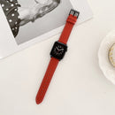 Oil Edge Bright Surface Leather Watch Band For Apple Watch Series 7 45mm / 6&SE&5&4 44mm / 3&2&1 42mm(Red)